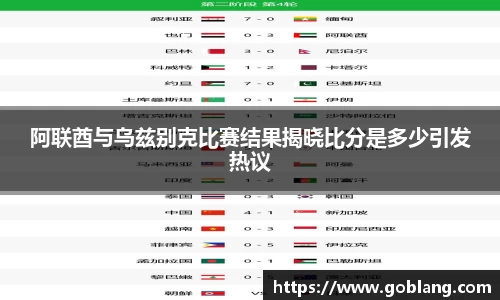 阿联酋与乌兹别克比赛结果揭晓比分是多少引发热议